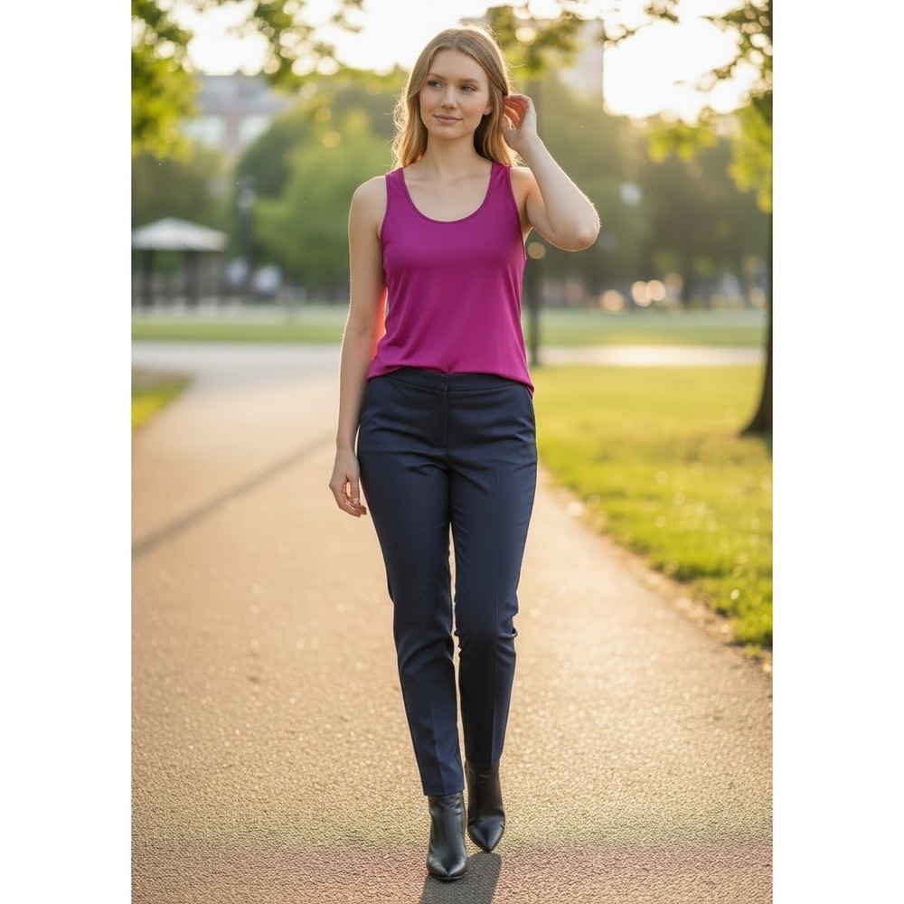 August Max Stretch Magenta Pink Scoop Neck Tank Top Sleeveless Made in USA 5